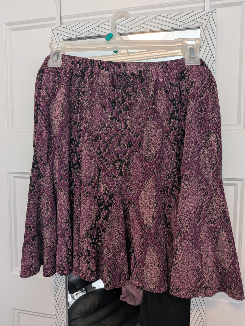 Source Unknown Purple and Black Snake-Print Skater Skirt